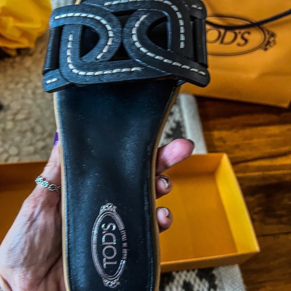 TODS Kate Slip On Sandals Black 5.5  35.5 - Picture 3 of 10